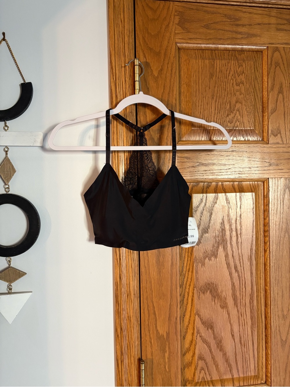 Danskin Black Lace-Back Bralette with V-Neck